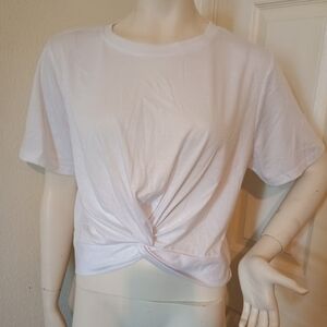 Twist-Front Crewneck Tee - White